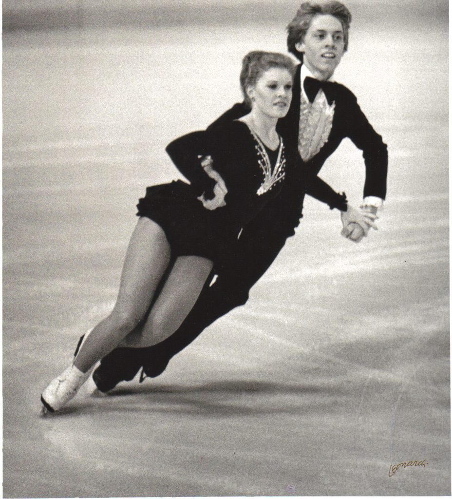 Kelly Witt competing in ice dance during his competitive skating career